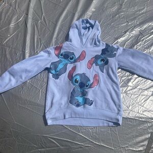 Disney Stitch Hoodie Girls Size 10/12 Blue Pullover Sweatshirt Lilo & Stitch